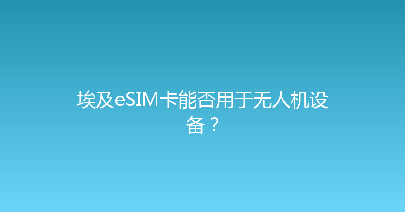埃及eSIM卡能否用于无人机设备？ 