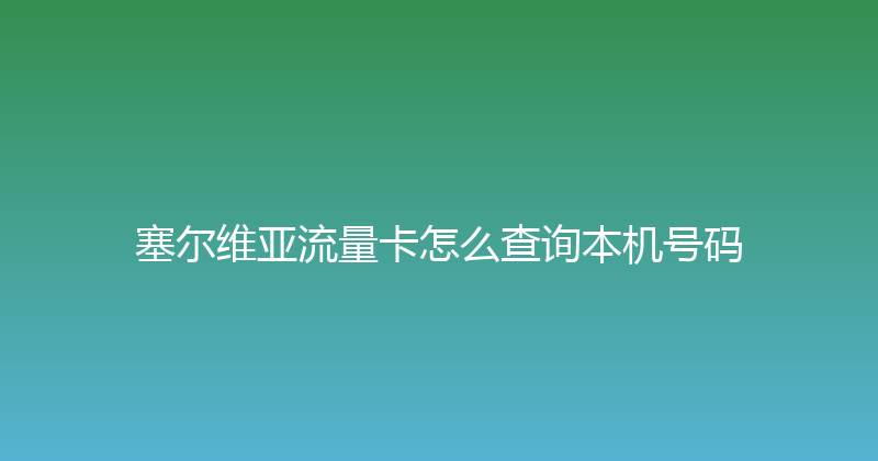 塞尔维亚流量卡怎么查询本机号码 