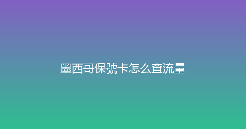 墨西哥保號卡怎么查流量 