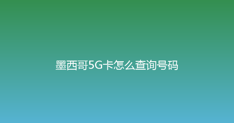墨西哥5G卡怎么查询号码 
