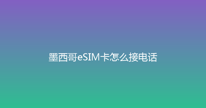 墨西哥eSIM卡怎么接电话 