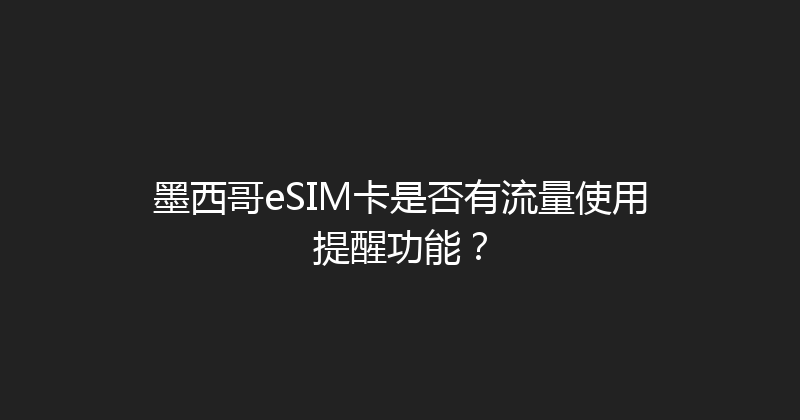 墨西哥eSIM卡是否有流量使用提醒功能？ 