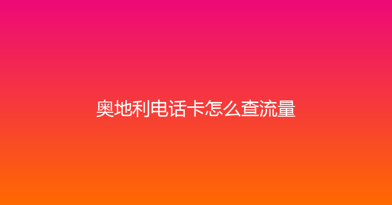 奥地利电话卡怎么查流量 