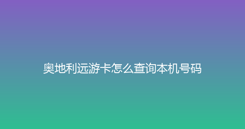 奥地利远游卡怎么查询本机号码 