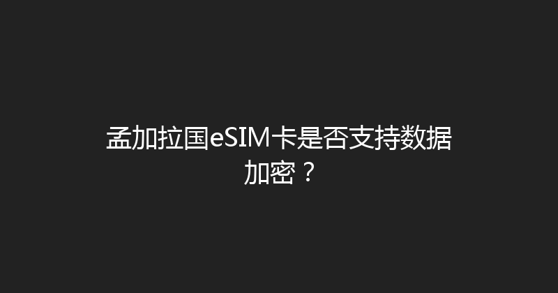 孟加拉国eSIM卡是否支持数据加密？ 