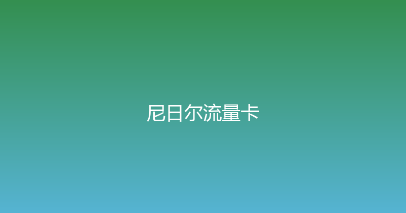 尼日尔流量卡 