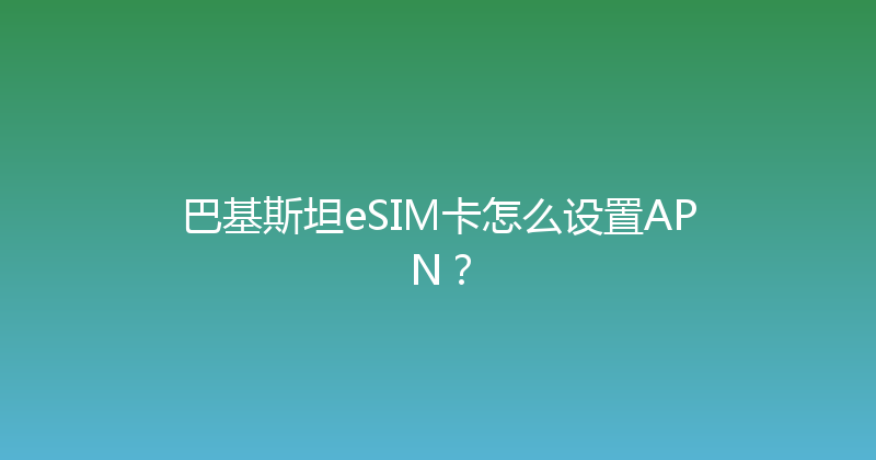 巴基斯坦eSIM卡怎么设置APN？ 