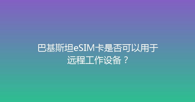 巴基斯坦eSIM卡是否可以用于远程工作设备？ 