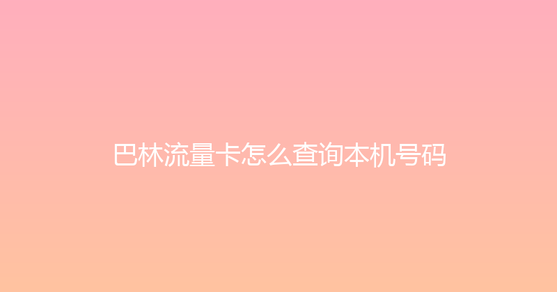 巴林流量卡怎么查询本机号码 