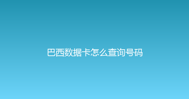 巴西数据卡怎么查询号码 