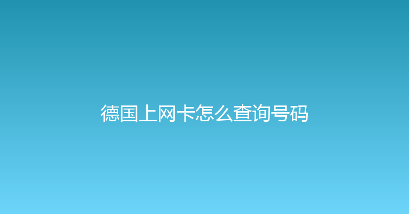 德国上网卡怎么查询号码 
