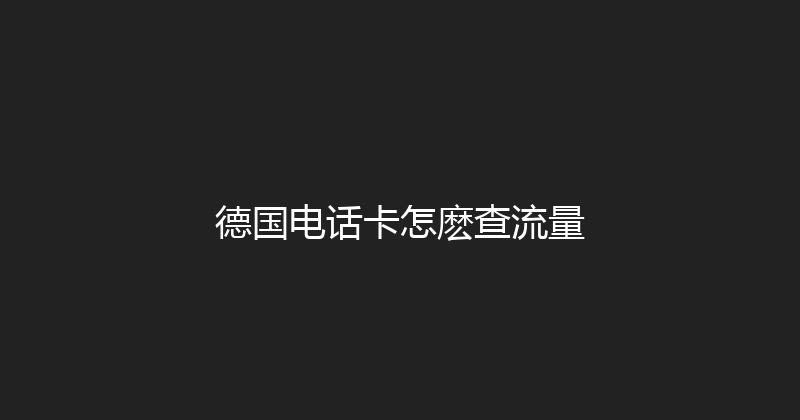 德国电话卡怎麽查流量 