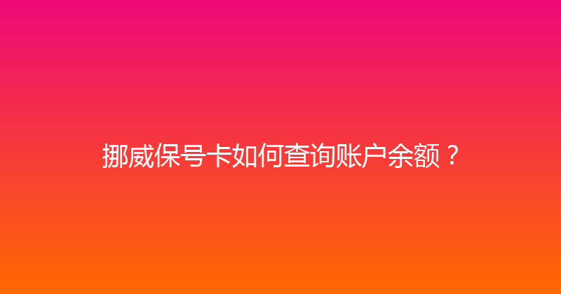 挪威保号卡如何查询账户余额？ 