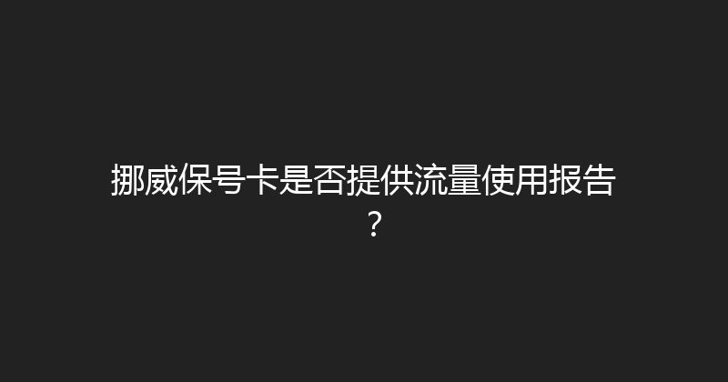 挪威保号卡是否提供流量使用报告？ 