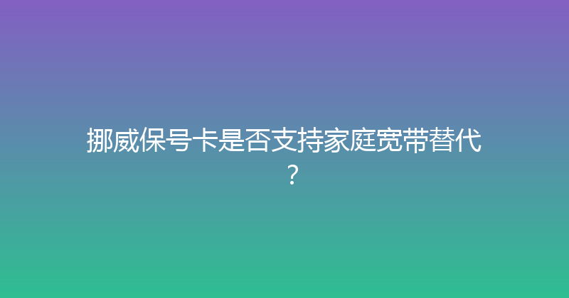 挪威保号卡是否支持家庭宽带替代？ 