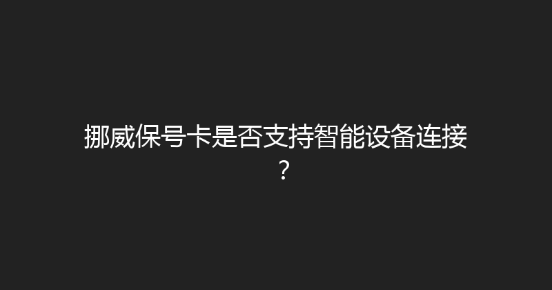 挪威保号卡是否支持智能设备连接？ 