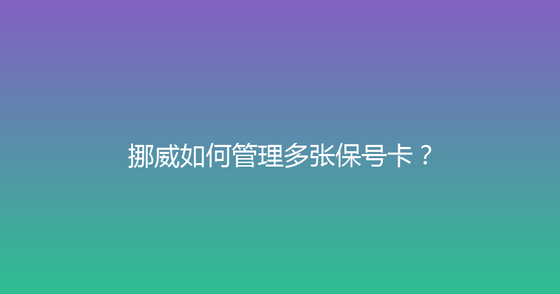 挪威如何管理多张保号卡？ 