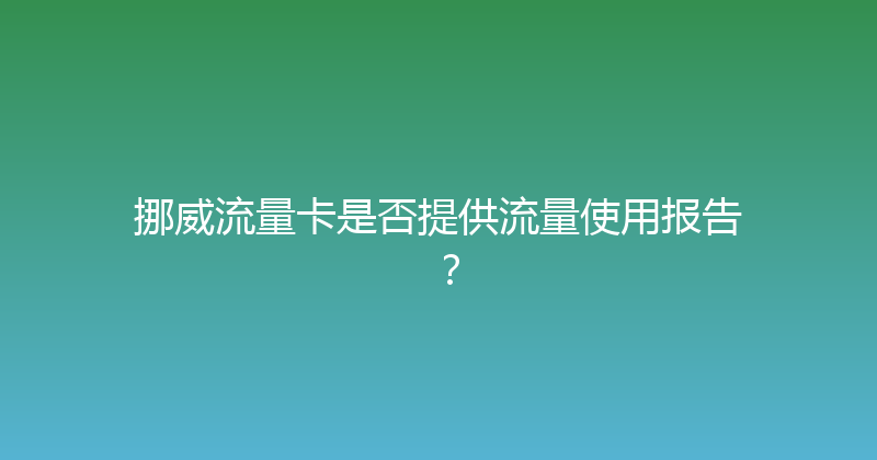 挪威流量卡是否提供流量使用报告？ 