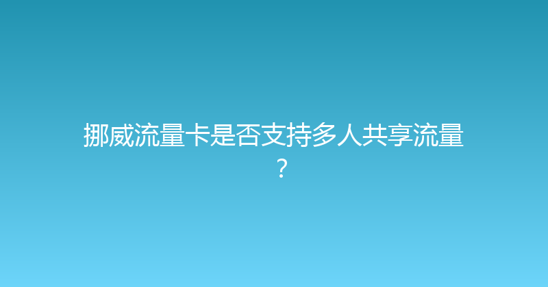 挪威流量卡是否支持多人共享流量？ 