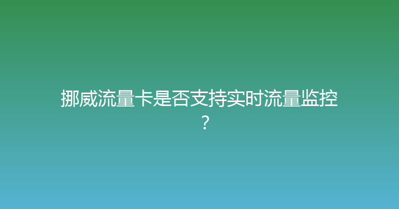 挪威流量卡是否支持实时流量监控？ 