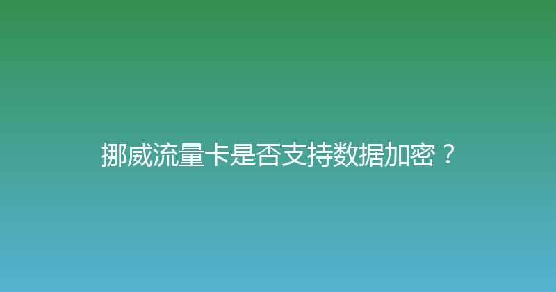 挪威流量卡是否支持数据加密？ 