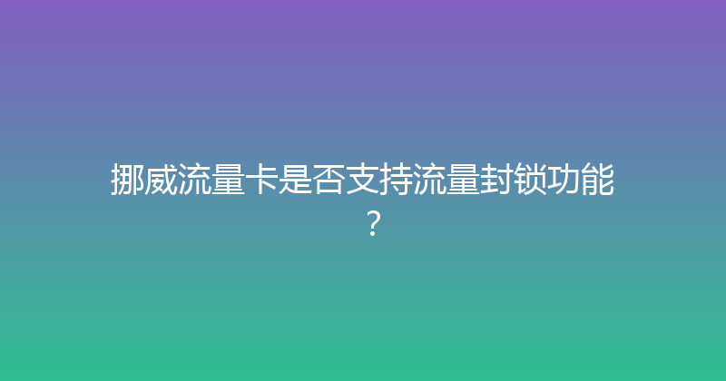 挪威流量卡是否支持流量封锁功能？ 