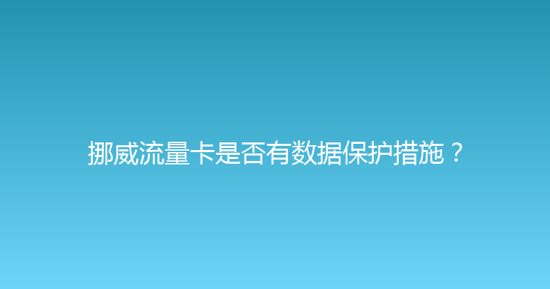 挪威流量卡是否有数据保护措施？ 