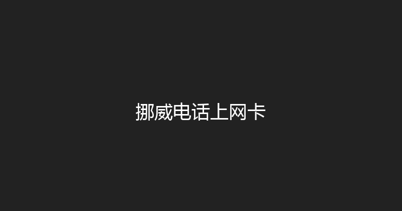 挪威电话上网卡 