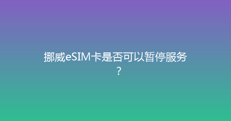 挪威eSIM卡是否可以暂停服务？ 