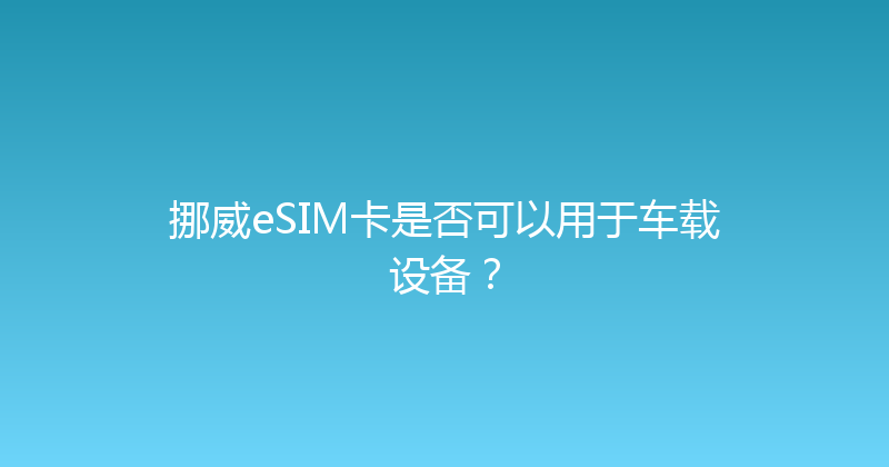 挪威eSIM卡是否可以用于车载设备？ 