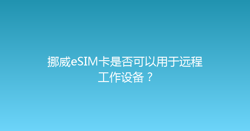 挪威eSIM卡是否可以用于远程工作设备？ 