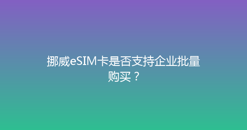 挪威eSIM卡是否支持企业批量购买？ 