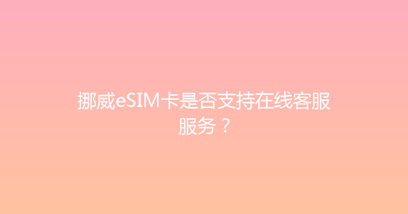 挪威eSIM卡是否支持在线客服服务？ 