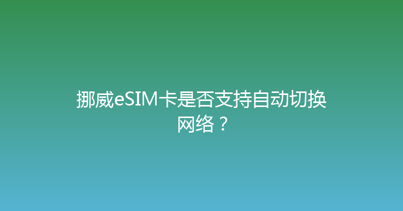 挪威eSIM卡是否支持自动切换网络？ 