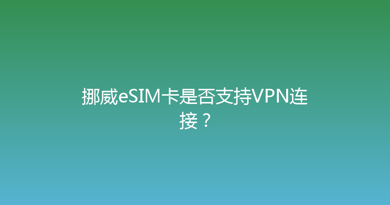 挪威eSIM卡是否支持VPN连接？ 