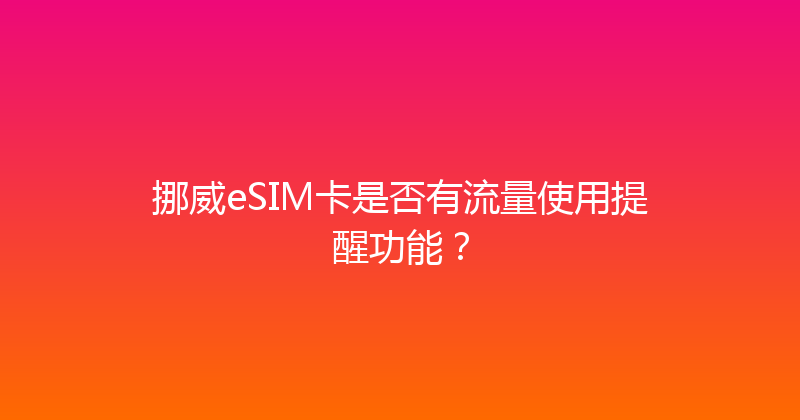 挪威eSIM卡是否有流量使用提醒功能？ 