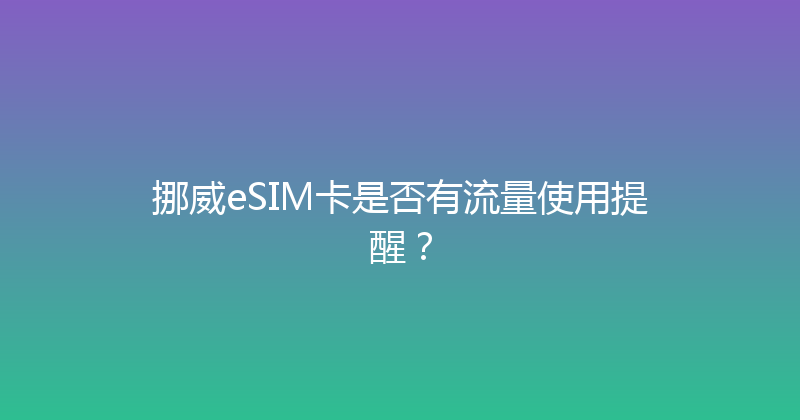 挪威eSIM卡是否有流量使用提醒？ 