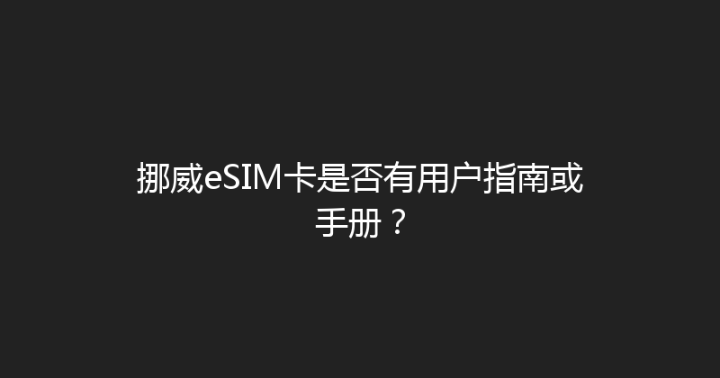 挪威eSIM卡是否有用户指南或手册？ 
