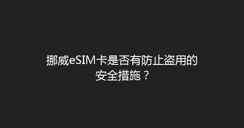 挪威eSIM卡是否有防止盗用的安全措施？ 