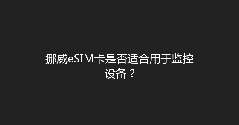 挪威eSIM卡是否适合用于监控设备？ 