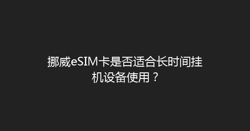 挪威eSIM卡是否适合长时间挂机设备使用？ 