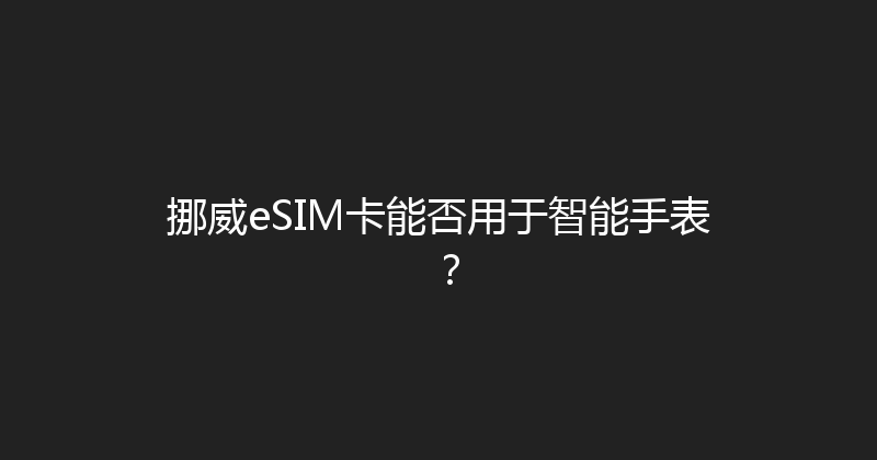 挪威eSIM卡能否用于智能手表？ 