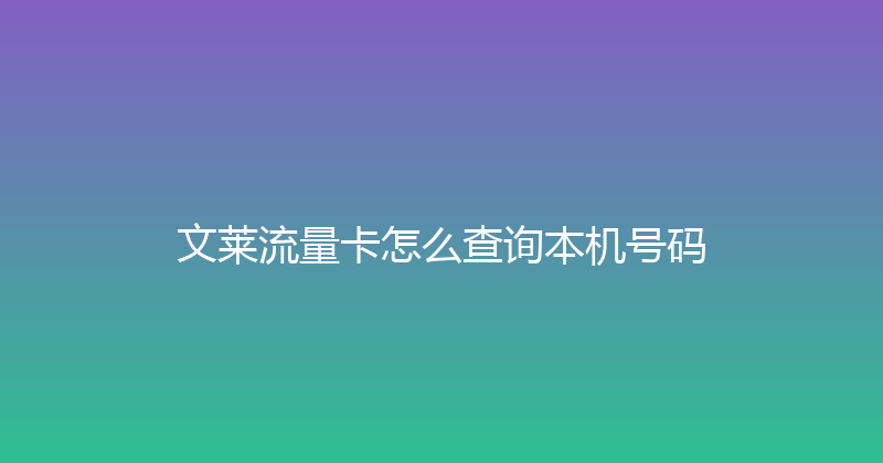 文莱流量卡怎么查询本机号码 