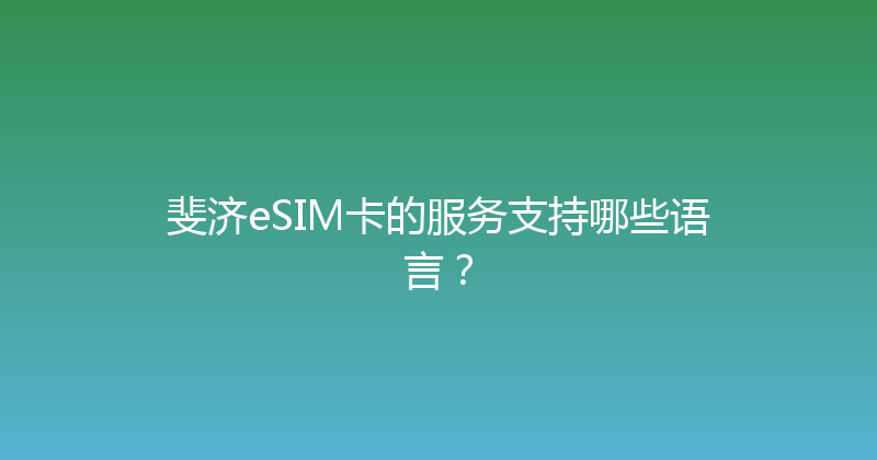 斐济eSIM卡的服务支持哪些语言？ 