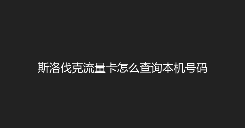 斯洛伐克流量卡怎么查询本机号码 