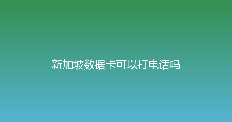 新加坡数据卡可以打电话吗 