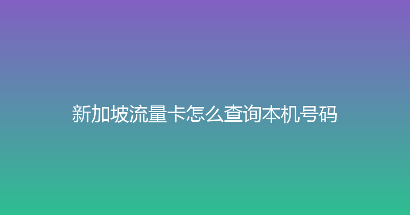 新加坡流量卡怎么查询本机号码 