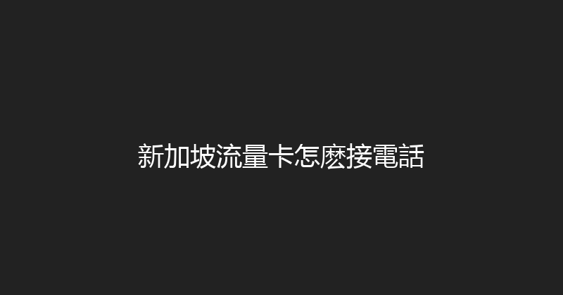 新加坡流量卡怎麽接電話 