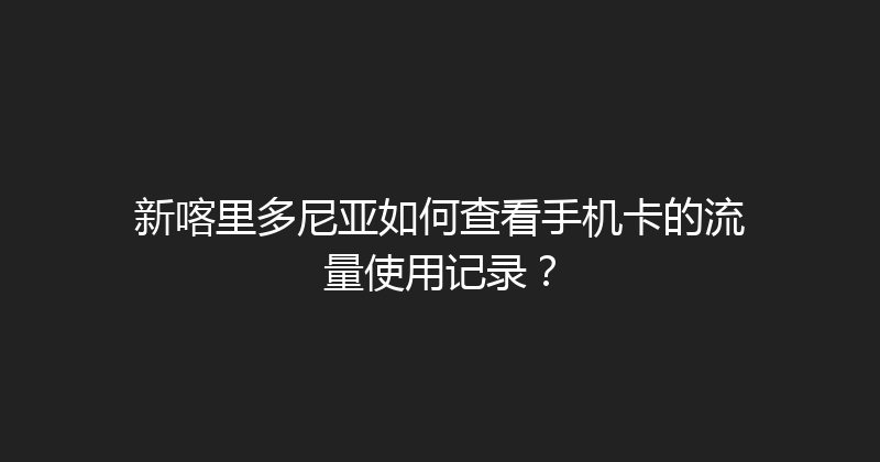 新喀里多尼亚如何查看手机卡的流量使用记录？ 
