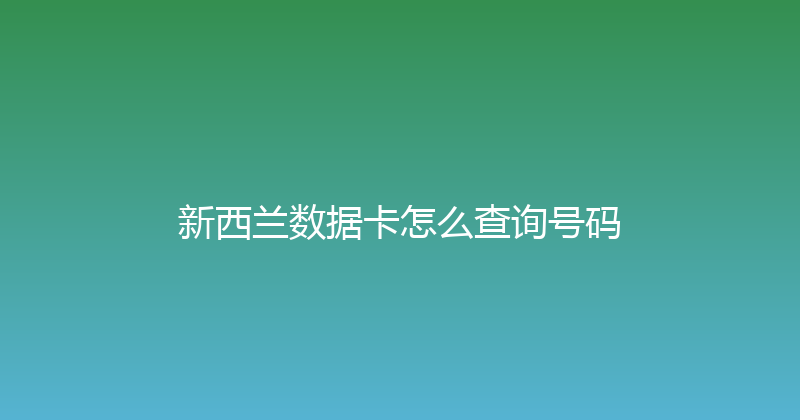 新西兰数据卡怎么查询号码 